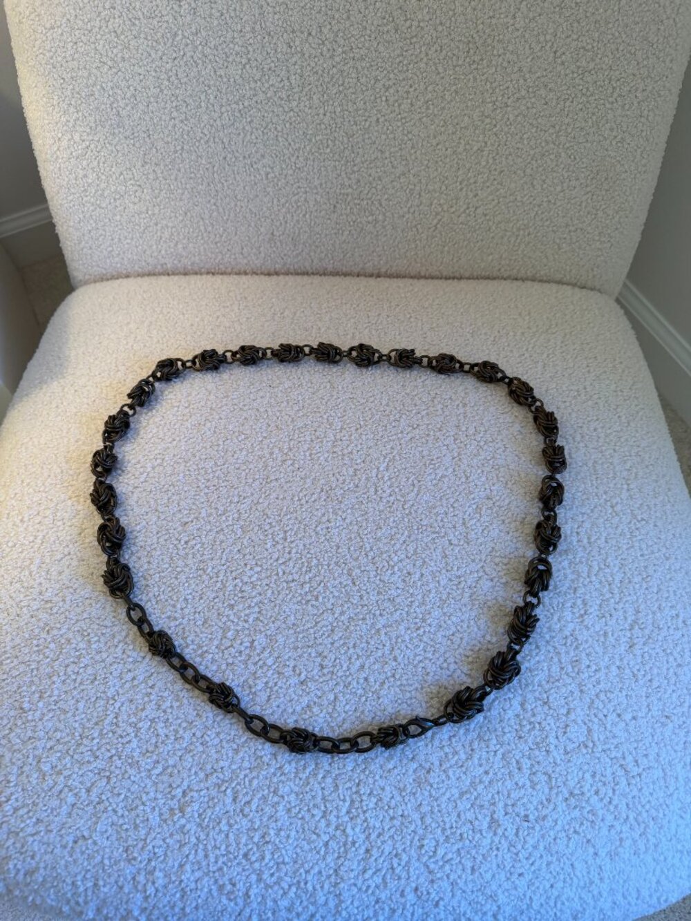 Dark-Toned Metal Knot Links Chain Belt